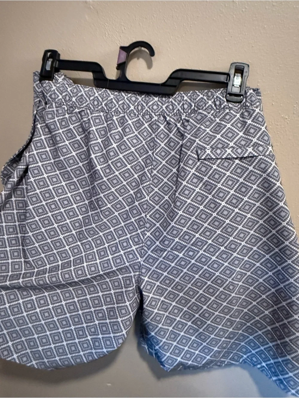 Lands' End Men's Diamond-Print Swim Hybrids - Gray & White